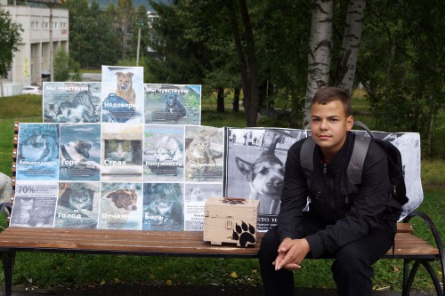 Волонтёр Вячеслав Шашкин всегда готов прийти на помощь бездомным животным